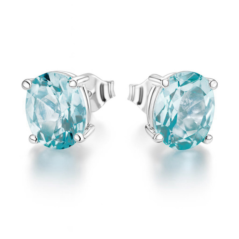 Boucles D'oreilles En Or 18 Carats Avec Topaze Bleue - Neuf Avec étiquettes