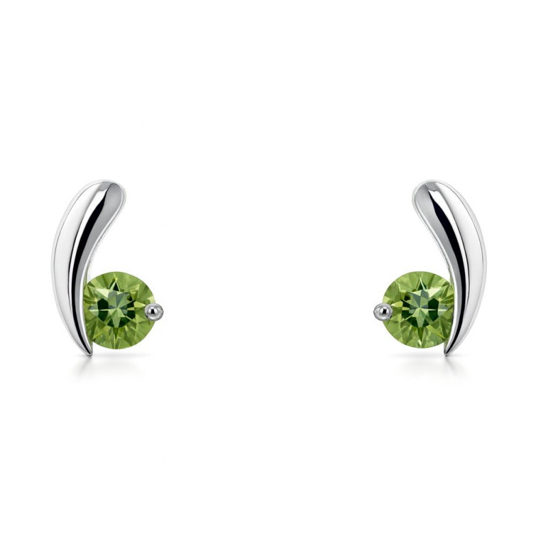 Boucles D'oreilles Pendantes En Argent Avec Pierre Péridot 12x8 Mm – Fermoir Dormeuse – Neuf Sans Emballage