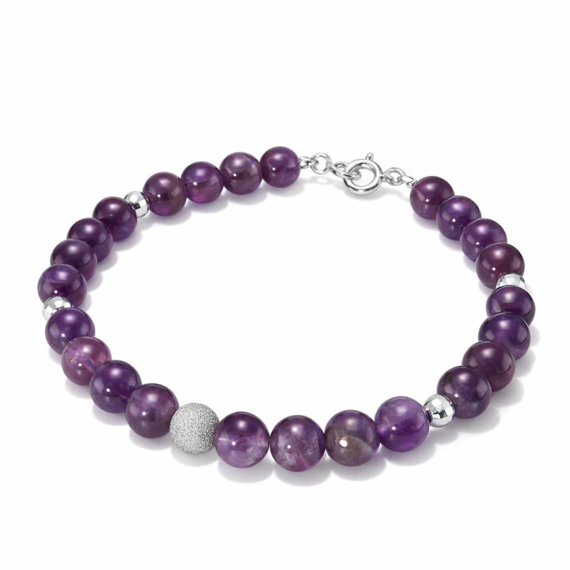 Bracelet En Améthyste Pour Femme - Cristal Violet, Réglable 19-24 Cm - Carte Positive Incluse - Cadeau Encouragement, Amitié - 3
