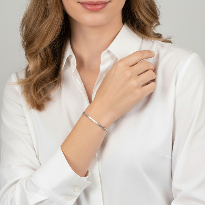 Bracelet Argent 925 3 rangs porté