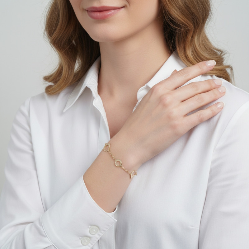 Bracelet Argent 925 doré Cercles satinés porté