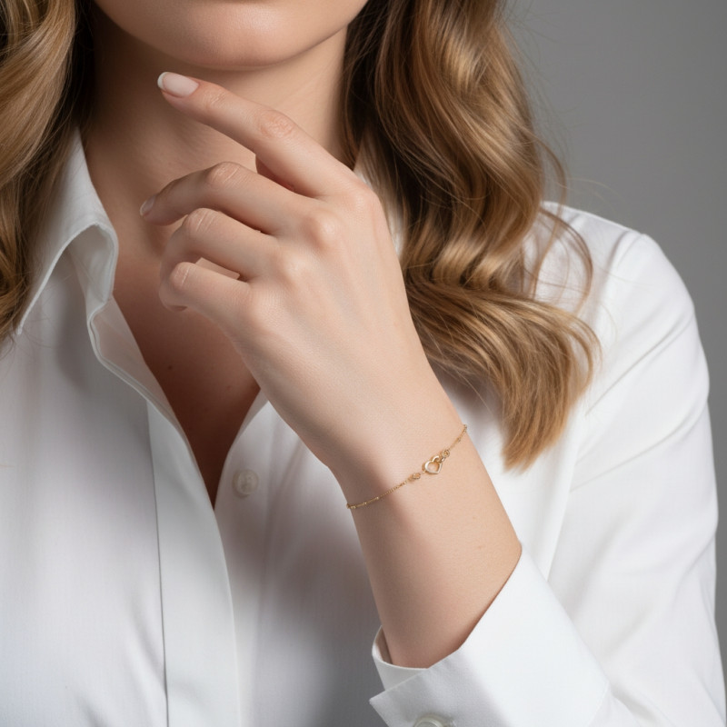 Bracelet Argent 925 doré Coeur et Infini porté