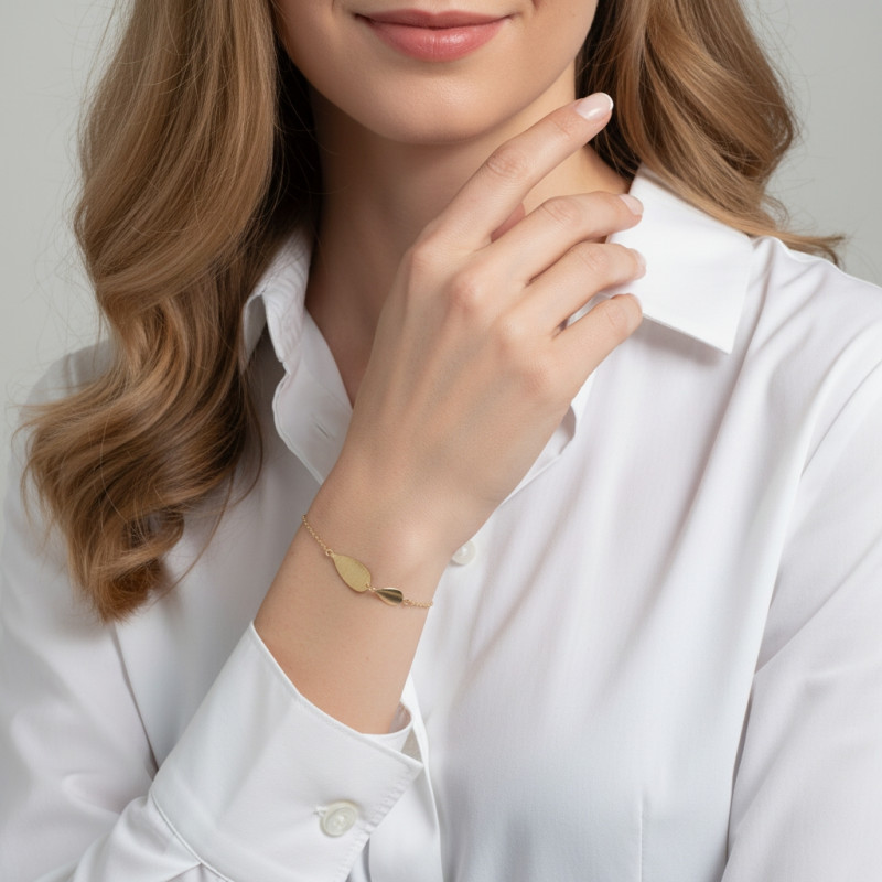Bracelet Argent 925 doré Goutte lisse et brossée porté