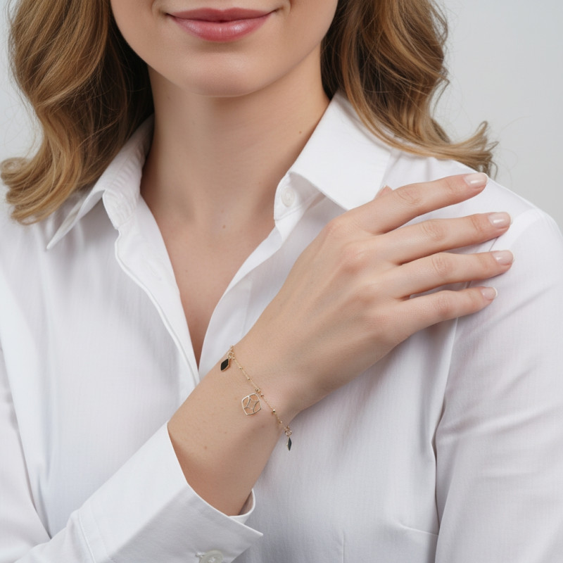 Bracelet Argent 925 doré Losanges porté
