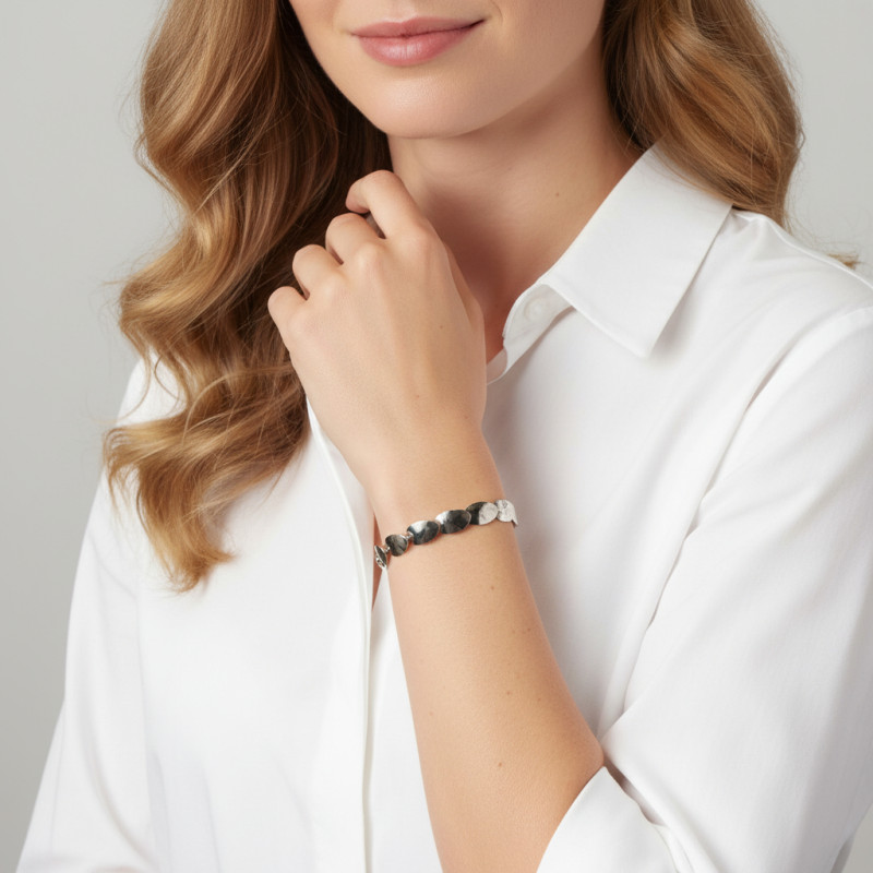 Bracelet Argent 925 Pastilles ovales porté