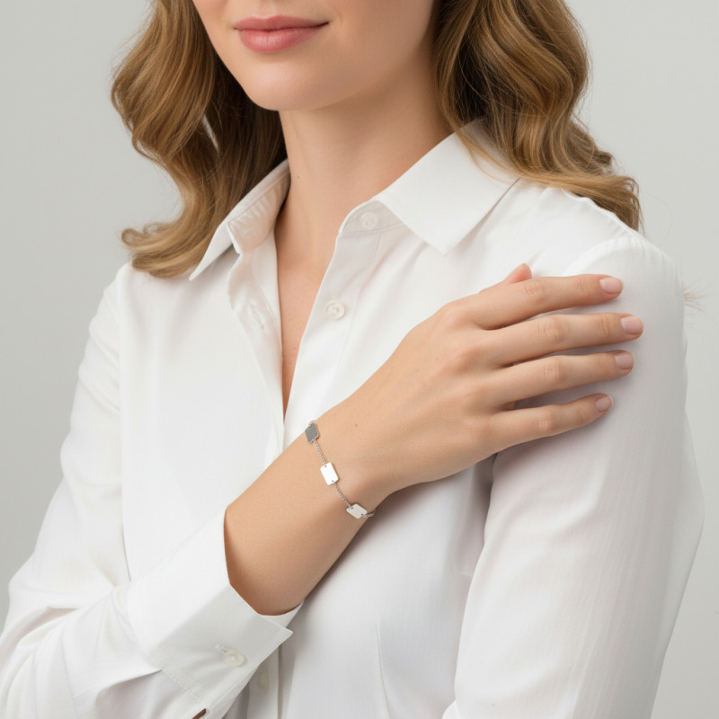 Bracelet Argent 925 Rectangles porté