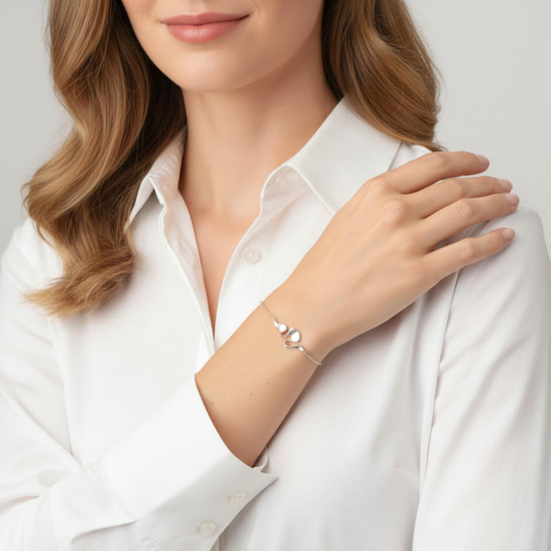 Bracelet Argent 925 Ruban Satiné porté