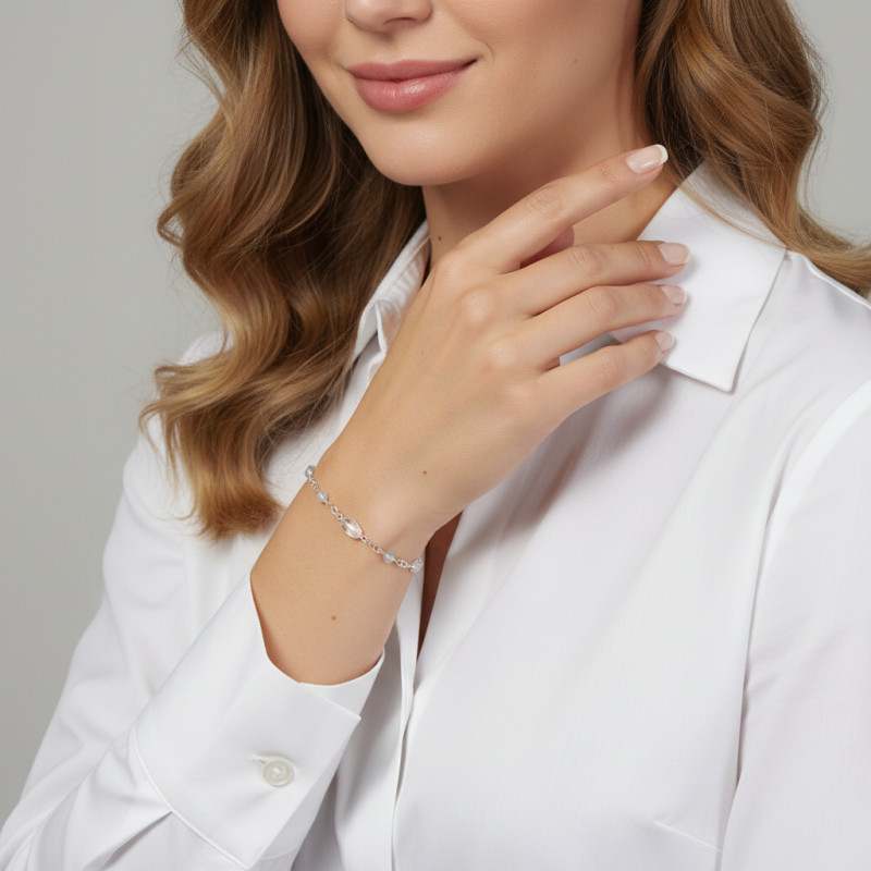 Bracelet Argent 925 Topaze Bleue Traitée porté