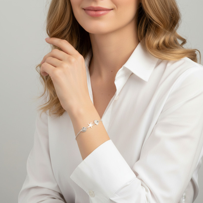 Bracelet Argent Coquillages porté