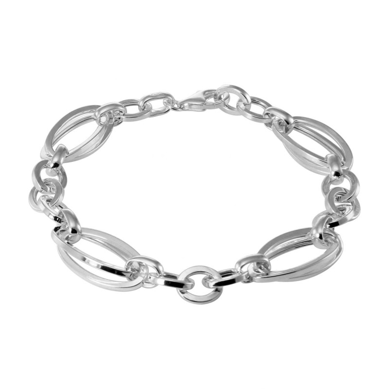 Bracelet Maille Argent 925 - Fantaisie Fermoir Bouée - Longueur 19 Cm