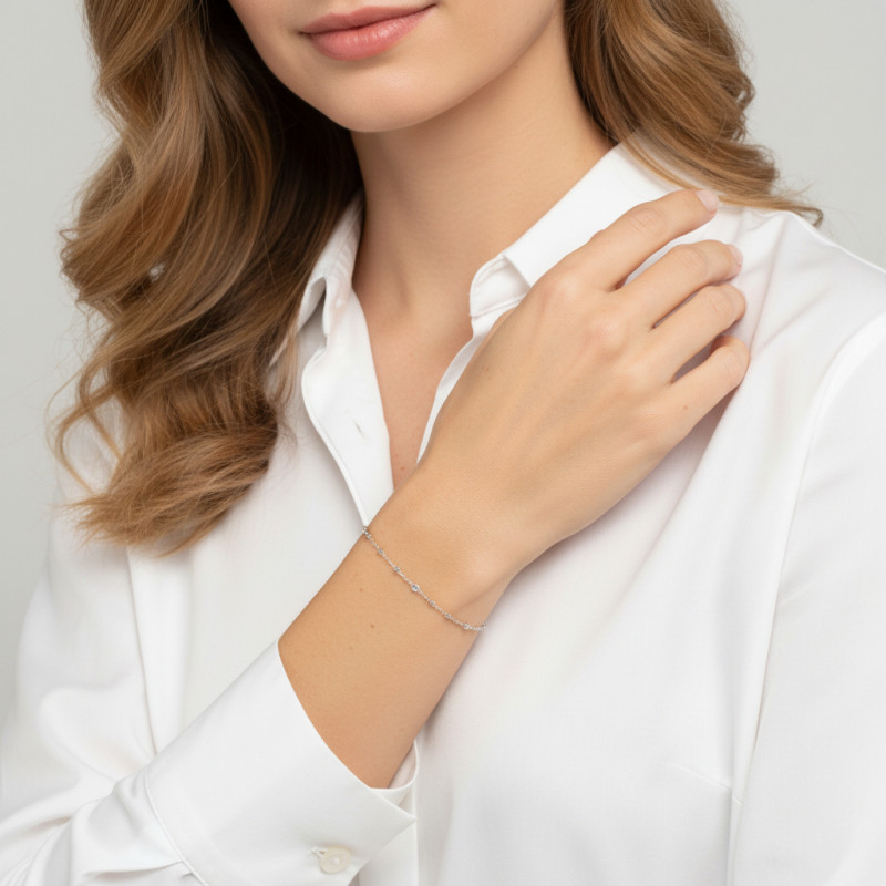 Bracelet Argent Oxydes de zirconium porté