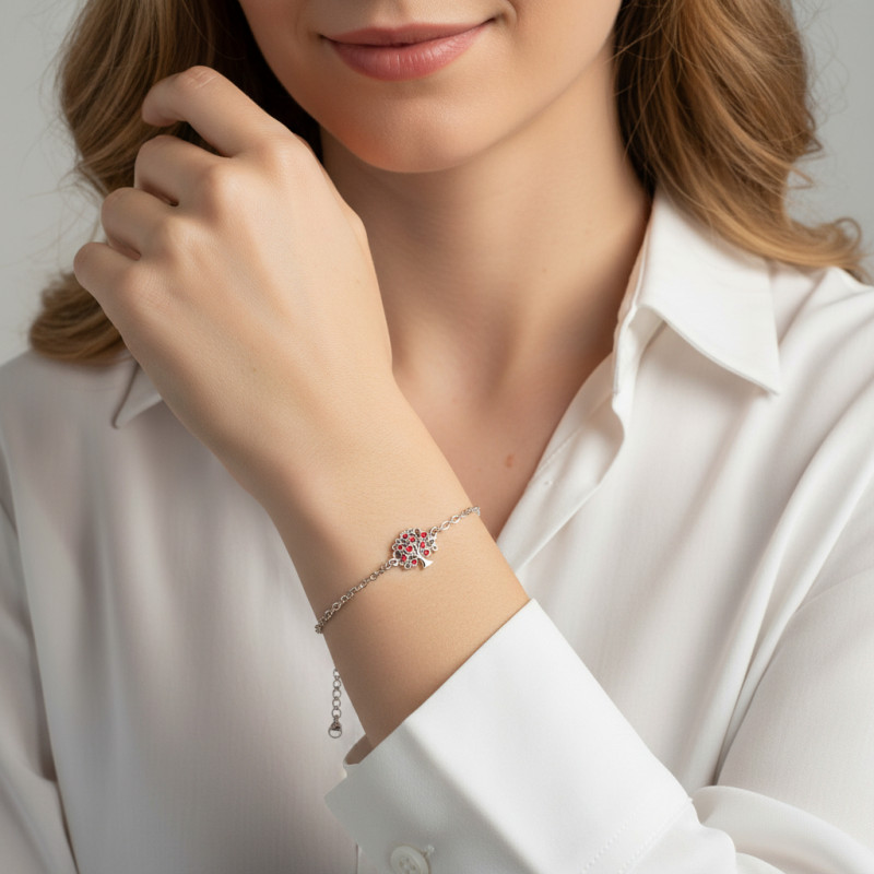 Bracelet argent rhodié arbre de vie porté
