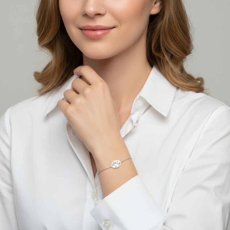 Bracelet Argent Rhodié coeurs porté