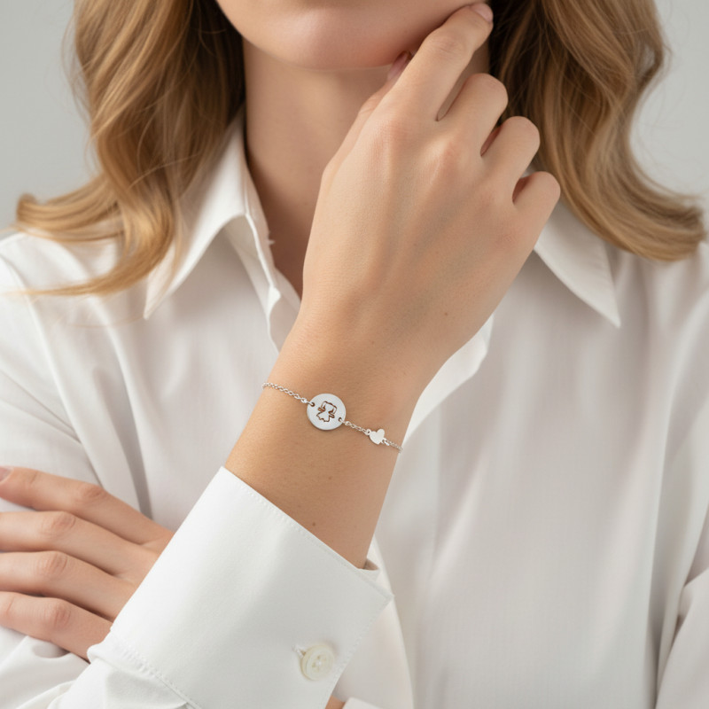 Bracelet argent rhodié fillette porté