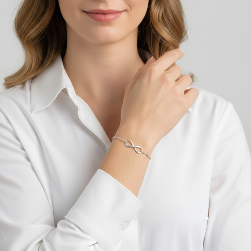 Bracelet argent rhodié infini porté