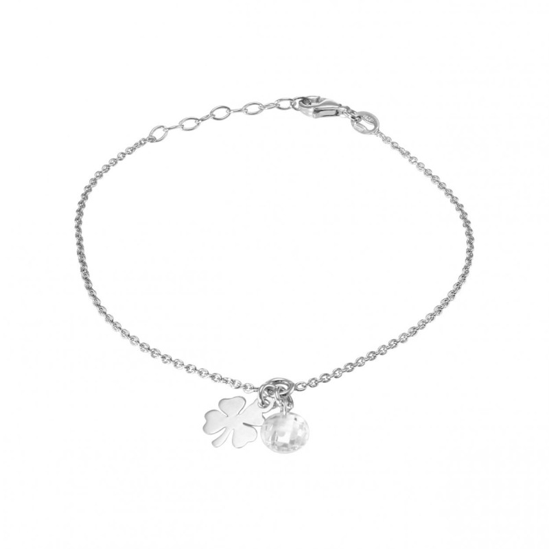 Bracelet Argent trèfle à 4 feuilles et oxyde de zirconium Ref. 53226