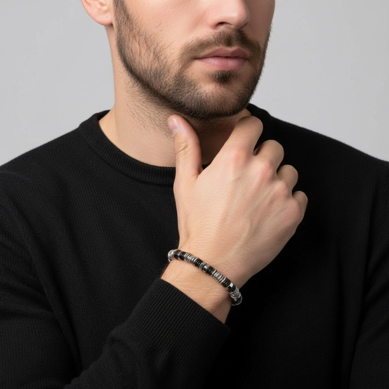Bracelet Homme Acier 2 Tons 5mm x 21cm porté