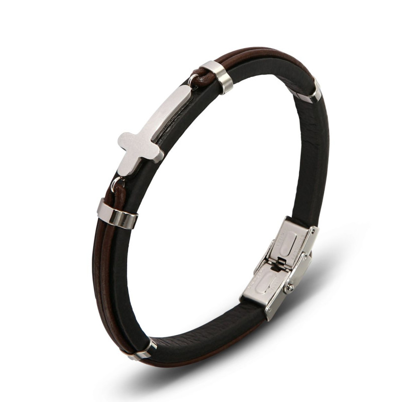 TREABEAR Bracelet Cuir Homme - 2 Pièces - Perles Œil De Tigre & Lave - 21 Cm - Cadeau Saint-Valentin Anniversaire