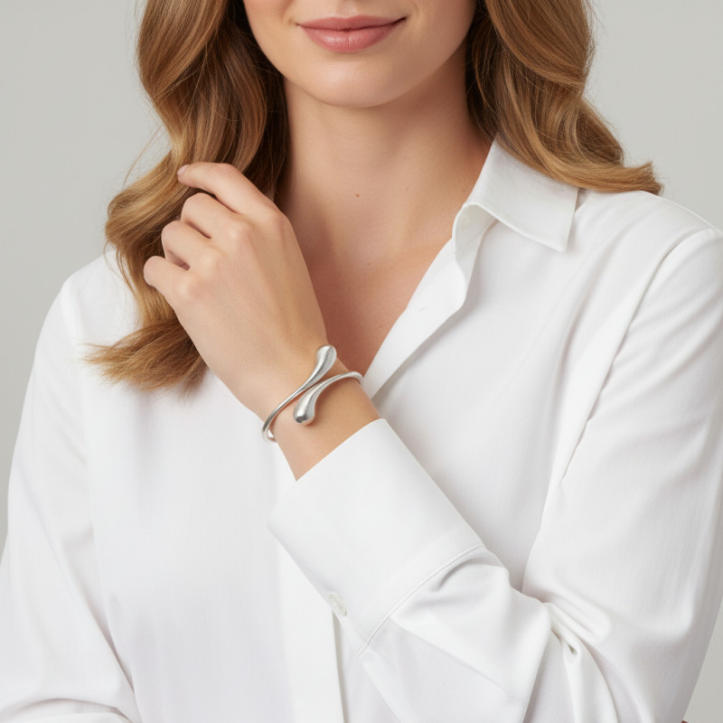 Bracelet Jonc Argent 925 Galbé porté