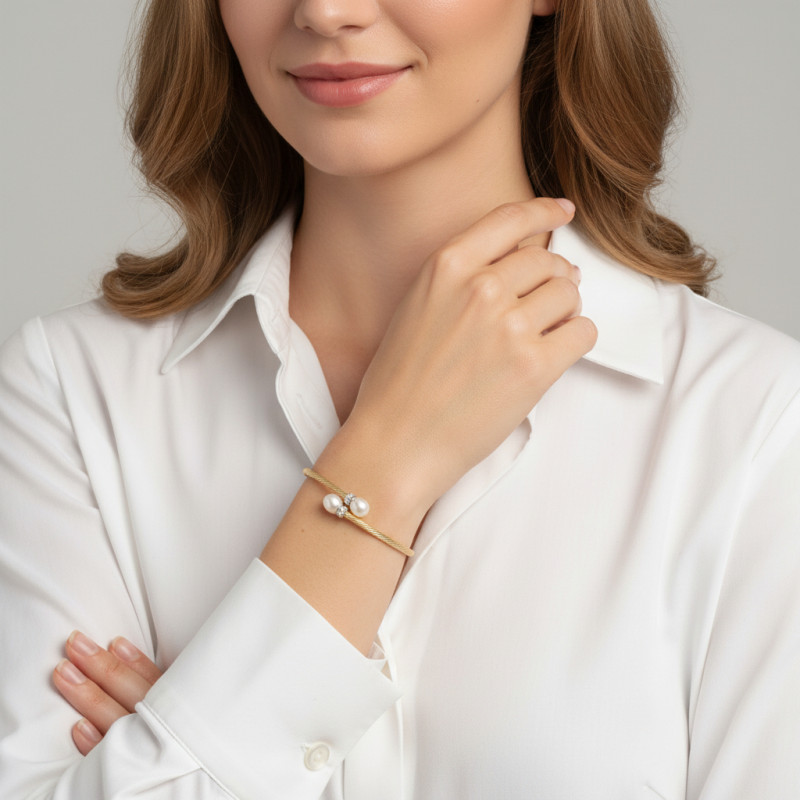 Bracelet Jonc Argent 925  porté