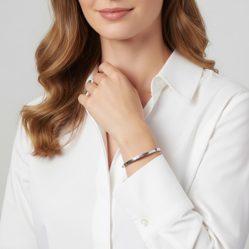 Bracelet Jonc Argent 925  porté