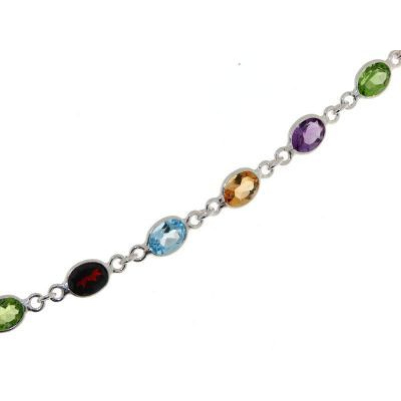 Bracelet Multicolore Argent et Pierres fines ovales