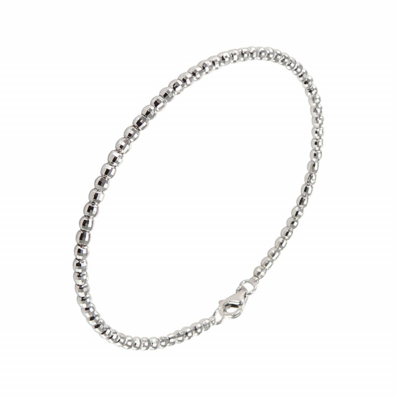 Bracelet perles facettées or blanc 375 2,4mm
