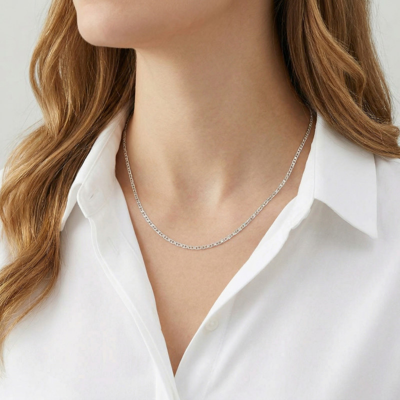 Chaine Argent Maille Marine  2.1mm - 45cm porté