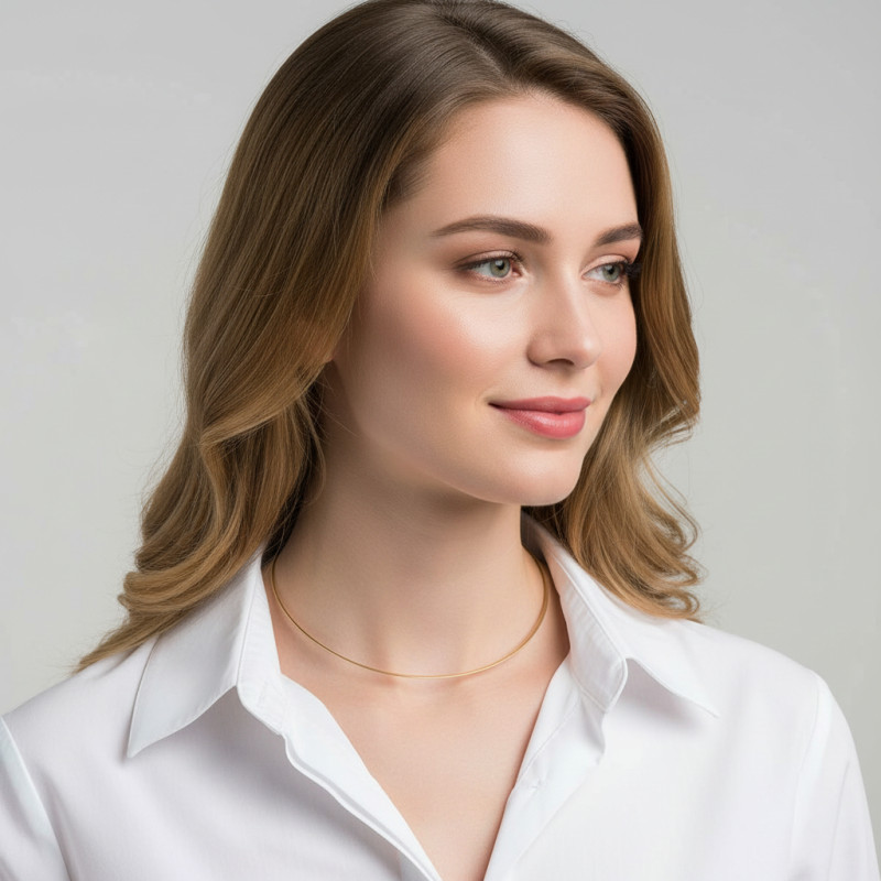 Collier 2 Ors 375 maille oméga reversible  2mm - 42cm porté
