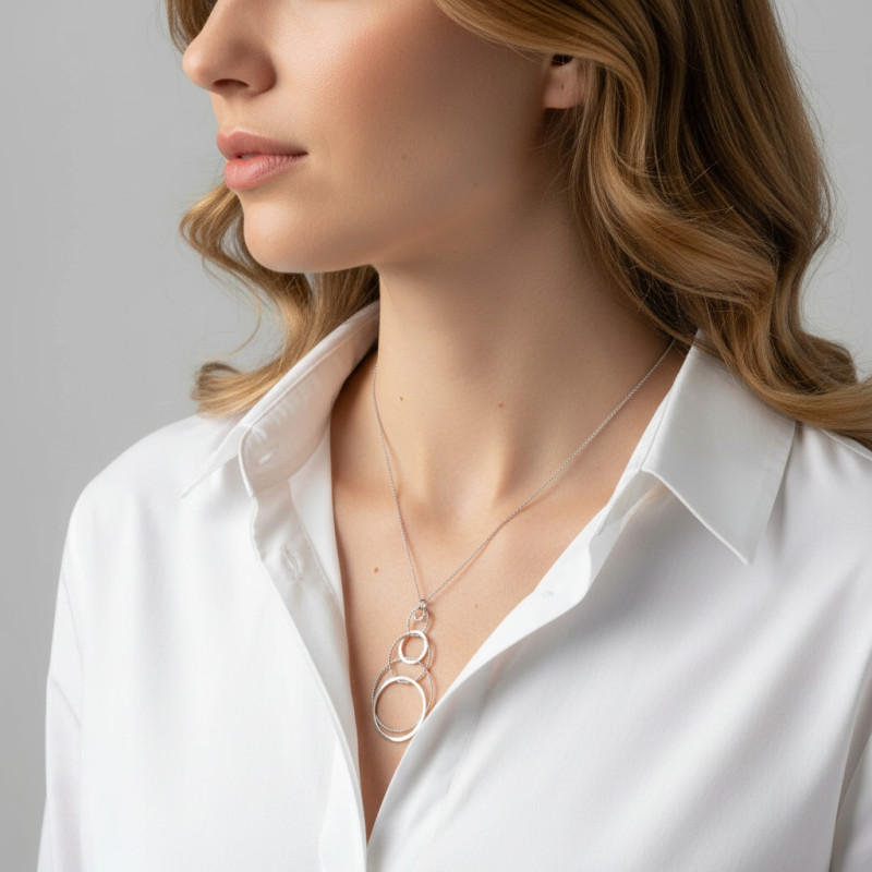 Collier Argent 925 6 cercles porté