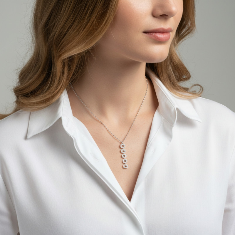Collier Argent 925 avec oxydes de zirconium porté