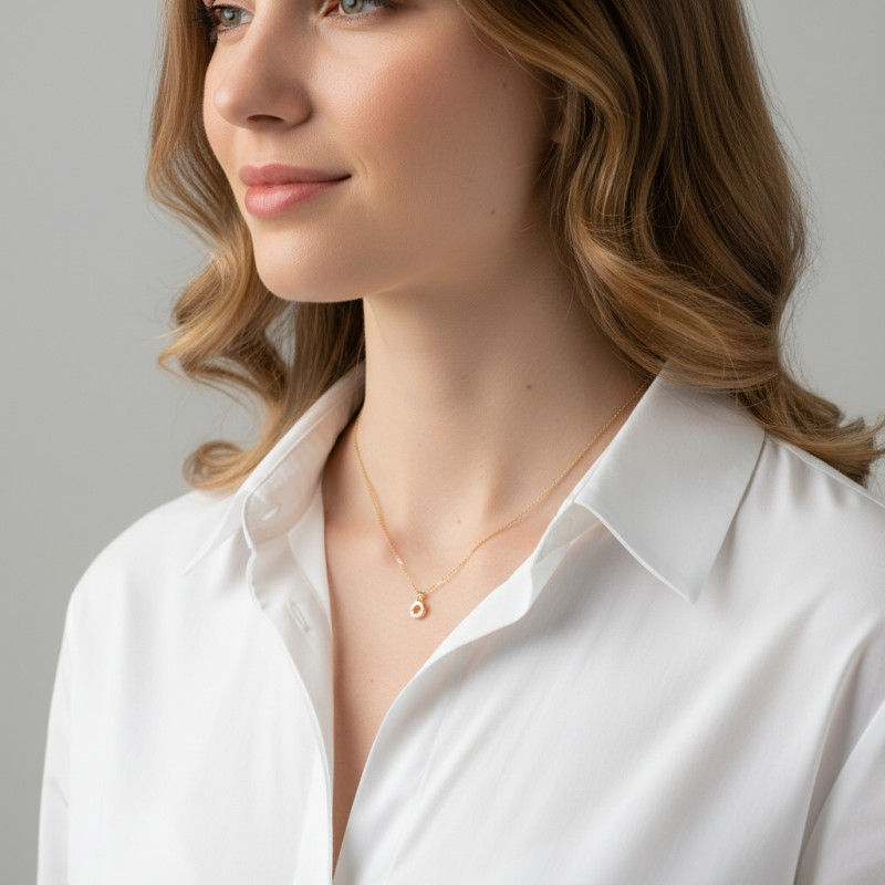 Collier Argent 925 doré Cercles avec oxydes de zirconium porté
