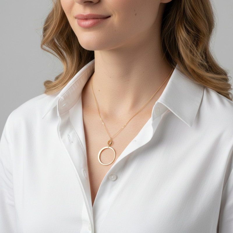 Collier Argent 925 doré Cercles porté