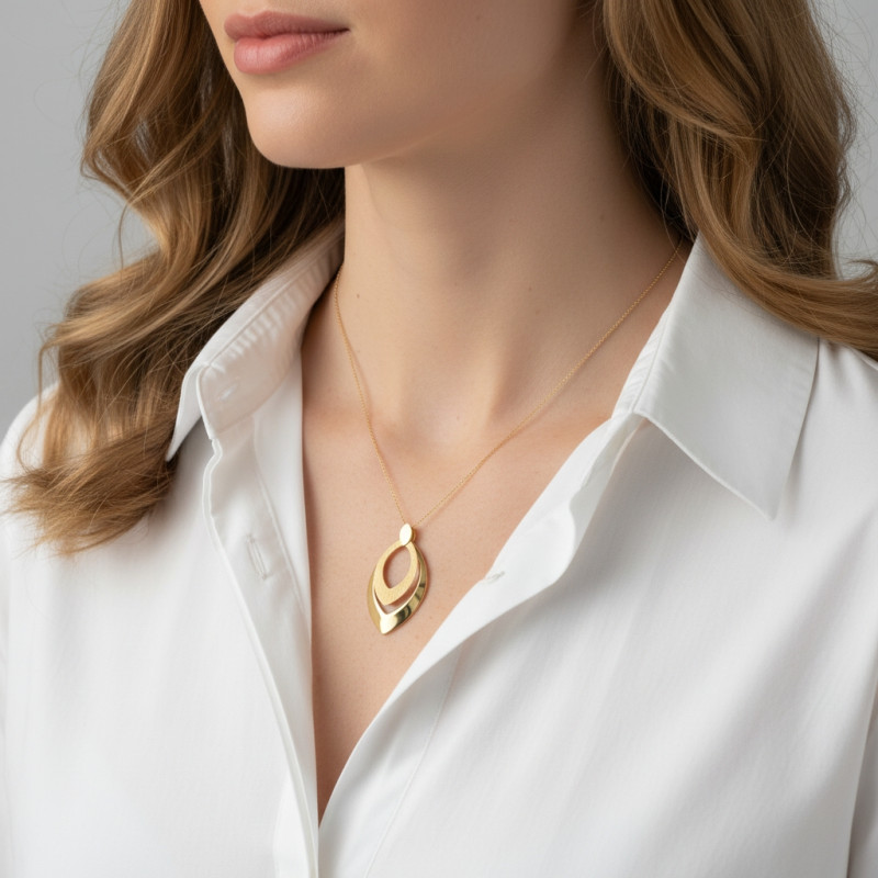 Collier Argent 925 doré Navettes porté