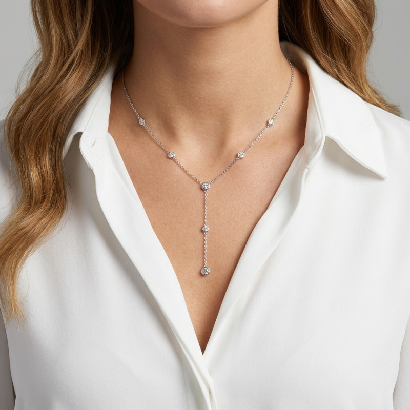 Collier Argent 925 et oxydes de zirconium porté