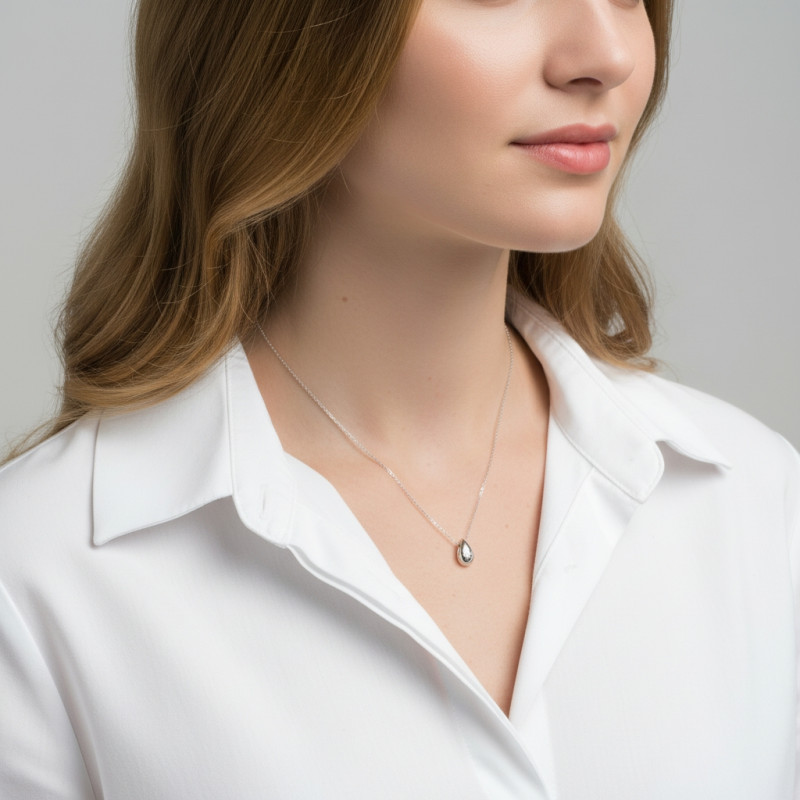 Collier Argent 925 Goutte porté