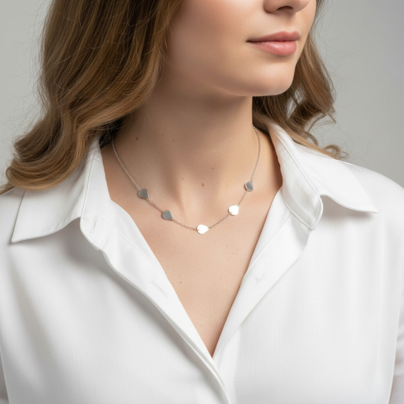 Collier Argent 925 Gouttes satinées et lisses porté