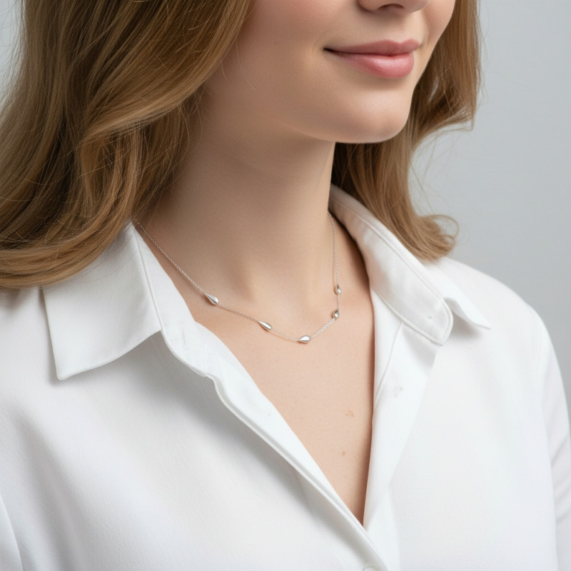 Collier Argent 925 gouttes porté