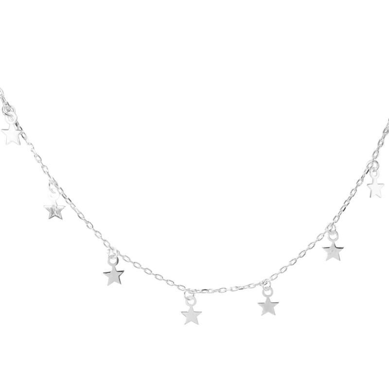 Collier En Argent Avec Breloque étoile Et Pierres - Occasion, Détail Vintage