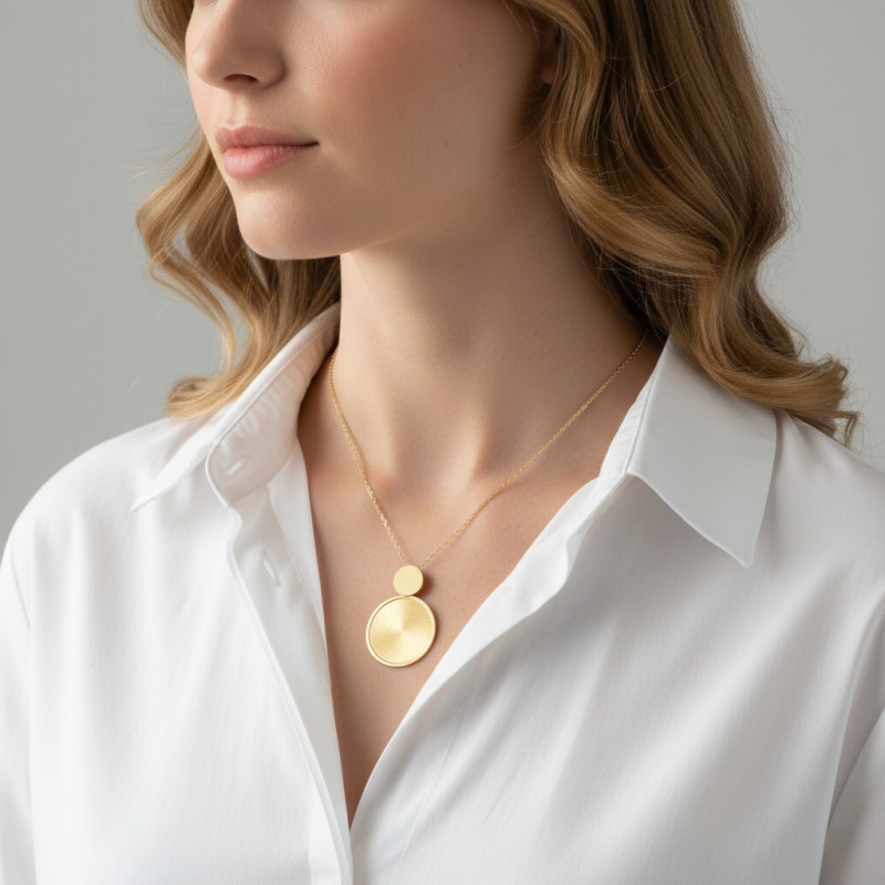 Collier Argent Doré 925 Cercle brossé porté