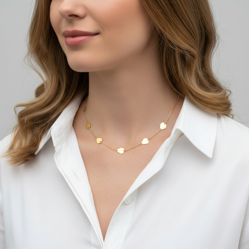 Collier Argent Doré 925 Gouttes satinées et lisses porté