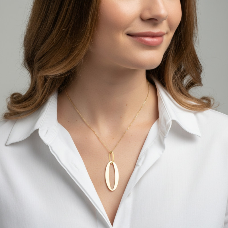 Collier Argent Doré Maillons ovales porté