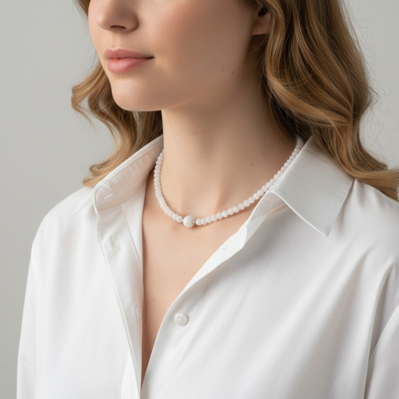 Collier Labradorite  6-10mm et Argent porté