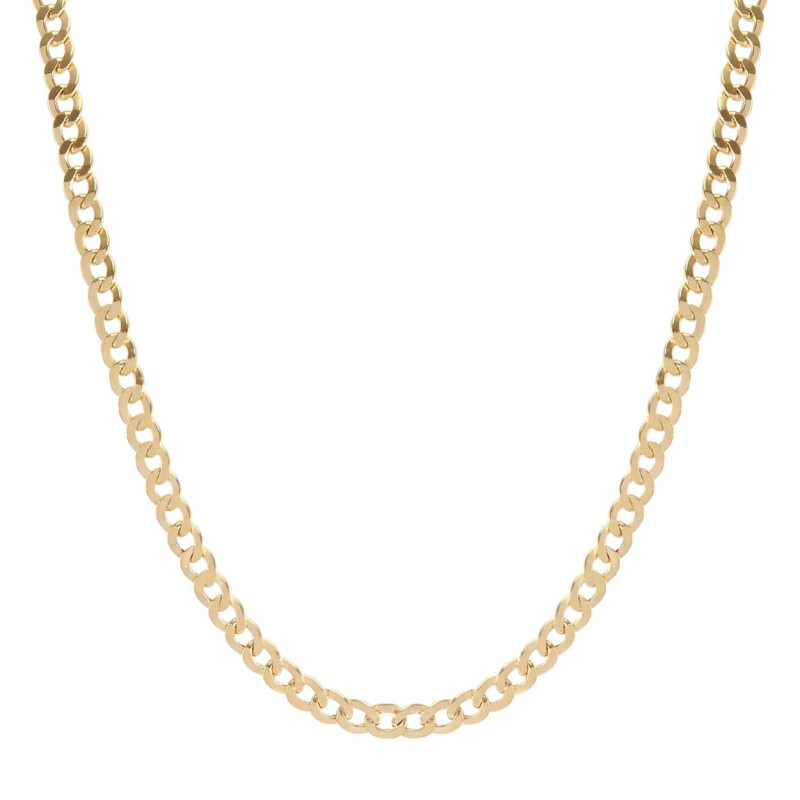 Chaîne Gourmette Dorée Pour Homme - Longueur 60 Cm, Largeur 7 Mm - Laiton Doré - Neuf Sous Emballage
