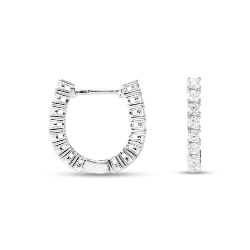 Boucles D'oreilles Créoles En Argent 925 Rhodié - Zirconium - Marque Tata Gisèle - Neuf Avec étiquettes