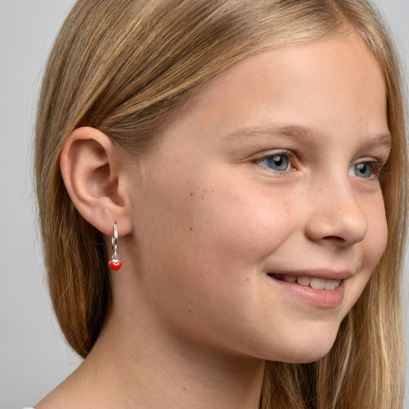 Créoles Enfant Pampille Coeur porté