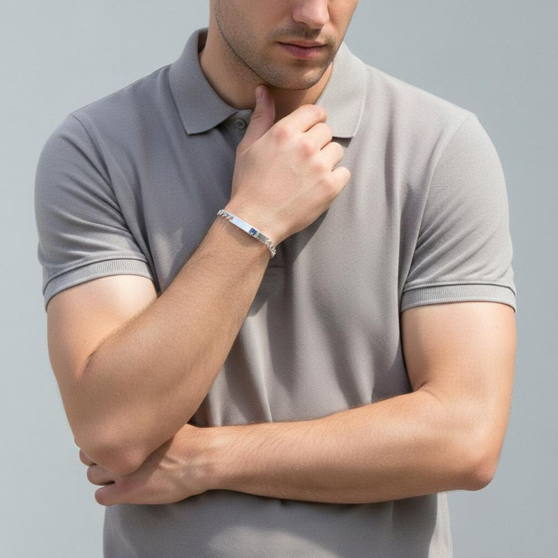 Gourmette Argent Homme - 6.5mm - 20cm porté