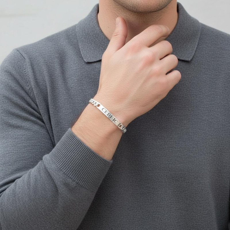 Gourmette Argent Homme - 7.6mm - 21cm porté