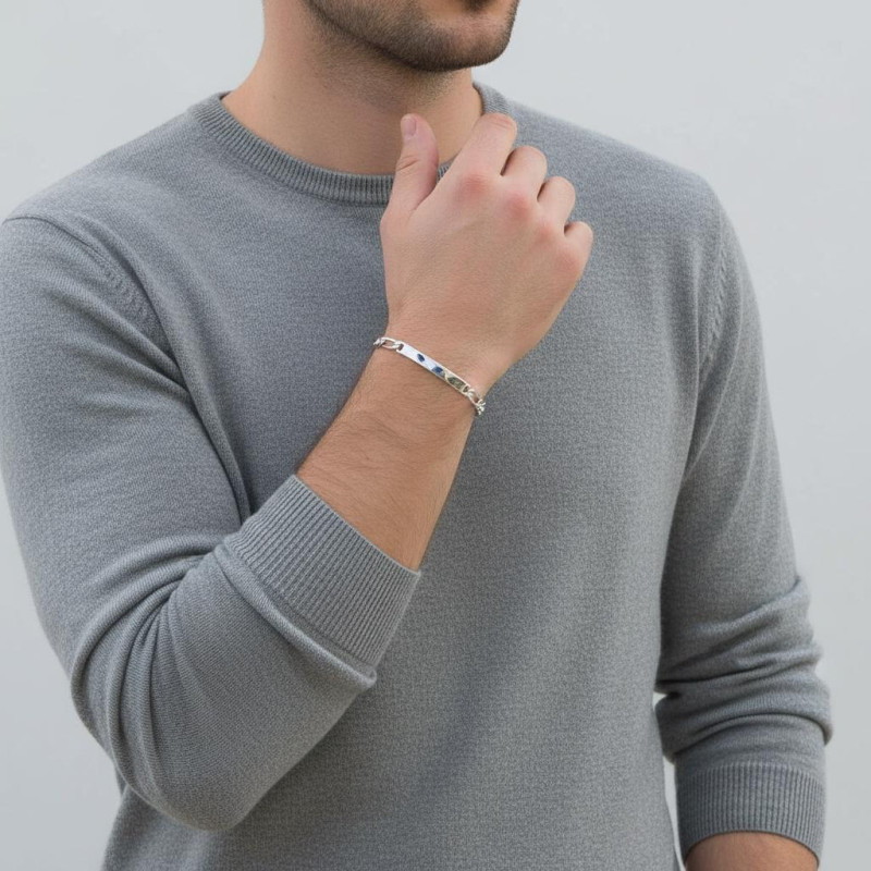 Gourmette Homme Argent Maille Figaro 6mm - 21cm porté