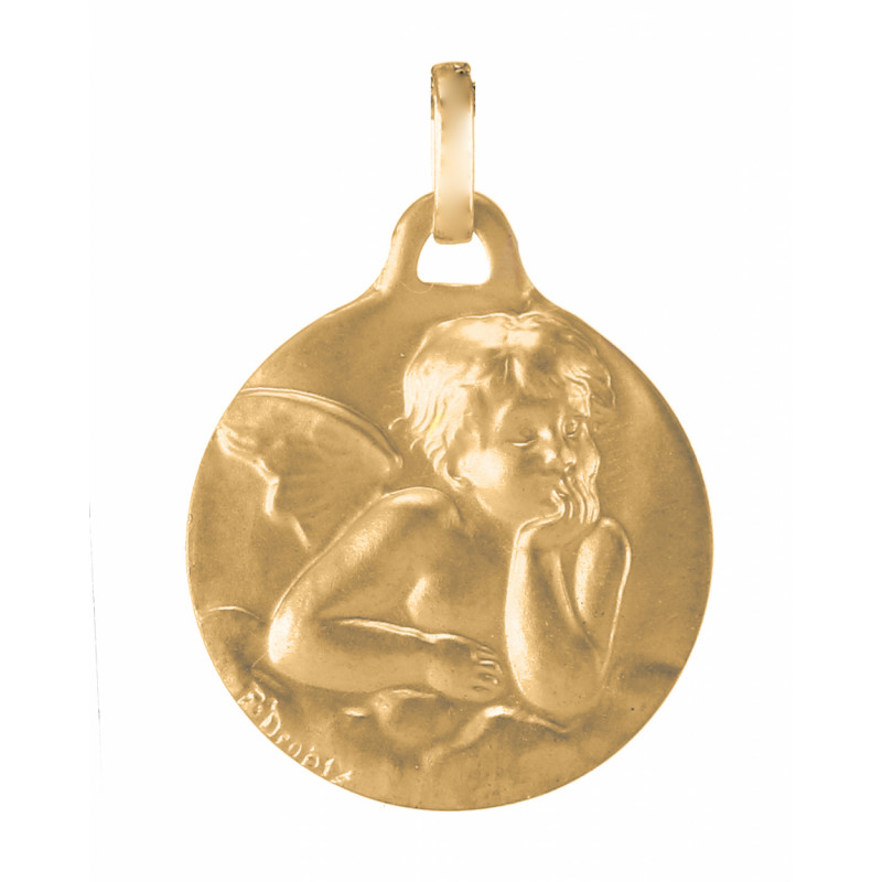 Médaille Ange en Or Jaune 375  (17mm)